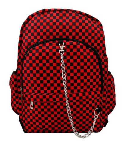 Checker black red backpack - black,