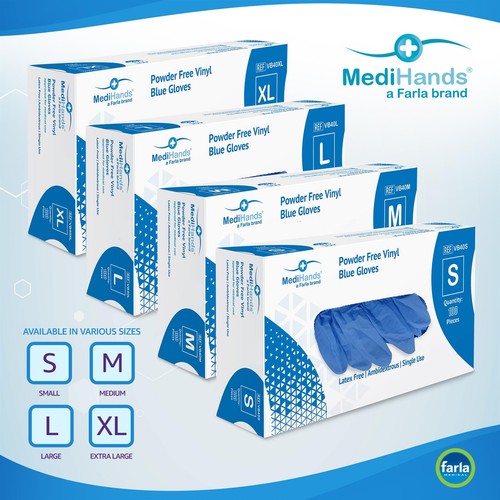 Medihands blue vinyl powder - medihands, &