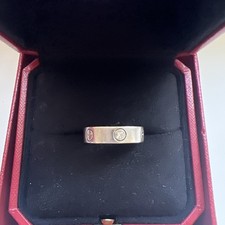 Cartier 3 Diamond Love Band Ring Size 54 In 18ct White Gold With Box