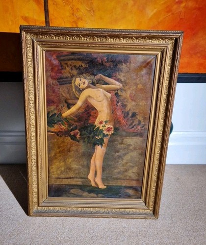 Antique oil painting semi - antique, nude