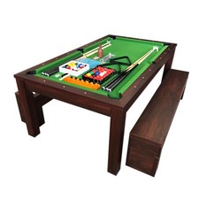 7 FT Billiards and Dining Table with Container Benches – Rich Green