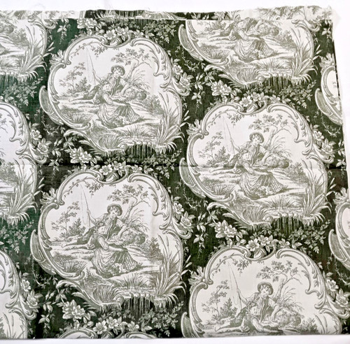 Sage green toile fabric - sage,