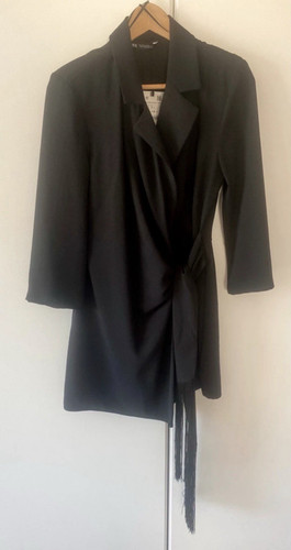Zara black collared wrap - zara,