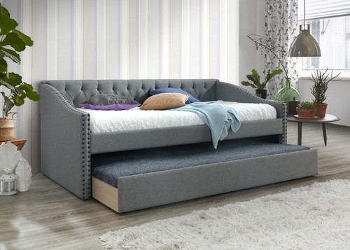 Grey fabric single - fabric, bed
