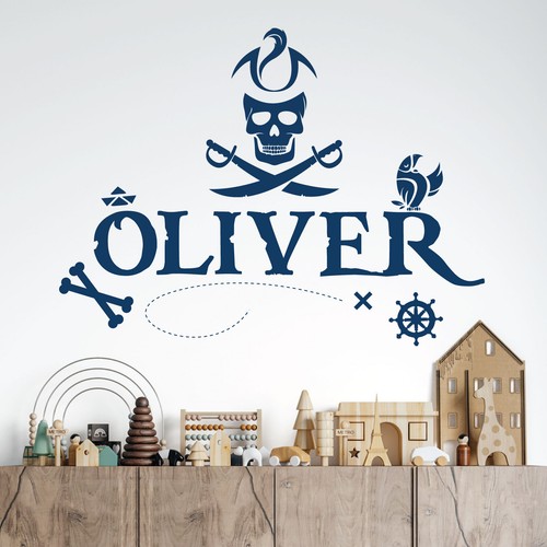 Personalised name pirate wall - personalised,
