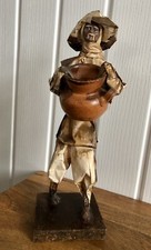 Vintage Hand Made Mexican Papier-mâché Folk Art Sculpture Old Man Terracotta Pot