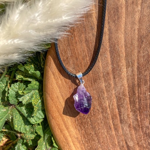 Raw amethyst point pendant - pendant, /