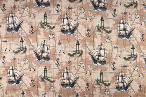 Nautical map fabric vintage - nautical,