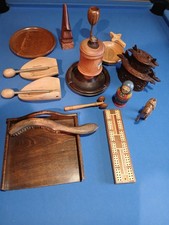 Retro Job Lot Of Treen Wooden Items.one Or Two Mystery Items.
