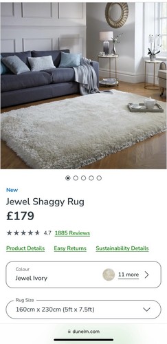 Dunelm jewel shaggy rug ivory - shaggy,