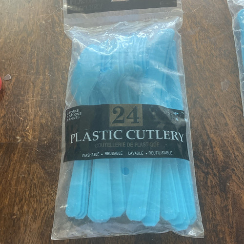 Amscan blue plastic - plastic, cutlery