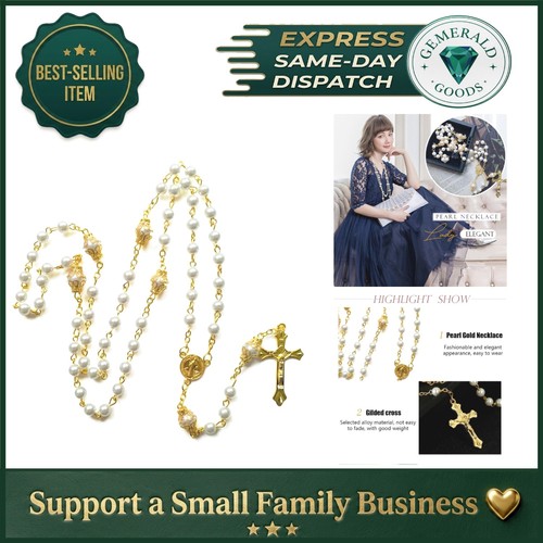 Handcrafted gold cross rosary - handcrafted,