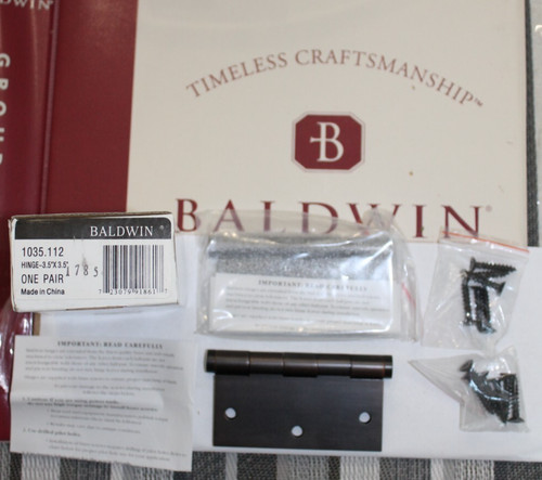 Baldwin brass hinge - brass, pair
