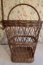 Vintage Sturdy Extra Large Rattan Wicker Log Basket Top Handle Easy Carry Willow