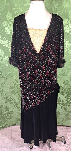 Printed velvet 1920 dress - velvet, 1920's