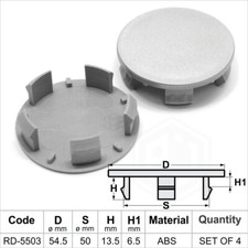 4x Alloy wheel center caps