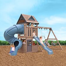 Mountain Peak Climbing Frame, with Tube Slide, Straight Slide, Rock Wall