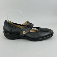 Hotter Karen Black Leather Flat Mary Jane Granny Nurse Comfort Sandals Shoes UK7