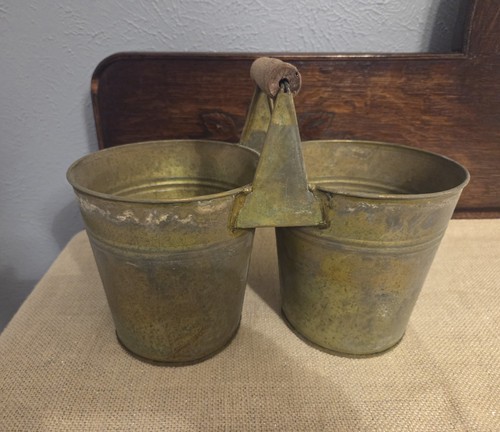 Vintage metal dual pail with - metal,
