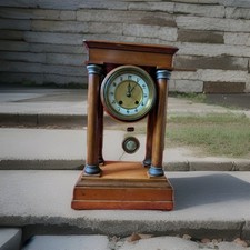 Antique Architectural Portico Striking Clock Not Currently Running No Key 