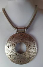 STERLING SILVER MODERNIST PENDANT/CHAIN STATEMENT NECKLACE HM  SHEFFIELD