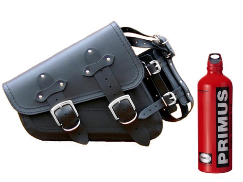 Black leather saddle bag - saddle, &