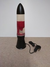 Vintage 17" Black Rocket / Bullet Lava Lamp With Red Wax - Fully Tested