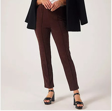 Nina Leonard Lurex Narrow Leg  Elasticated Waist Trousers brown new size Medium