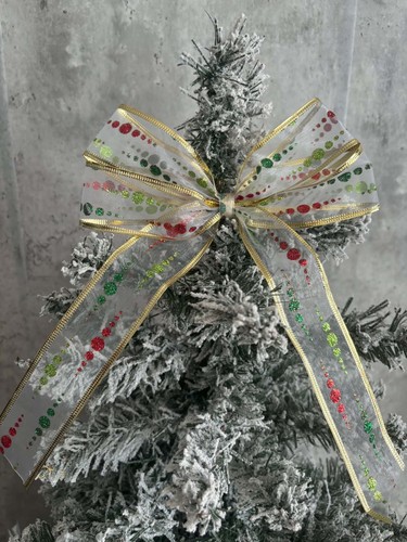Gold green red - christmas, bow