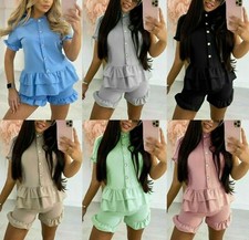 Womens Ladies Frill Peplum