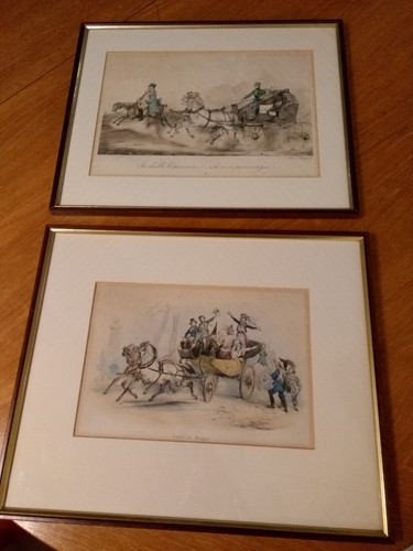 Framed antique horse and - framed,