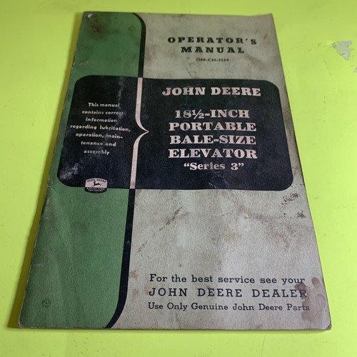 John deere operator manual - deere, operator's