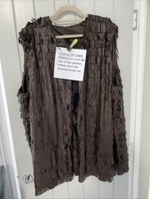 TASSELLED Size 26-28 GILET Waistcoat Faux Leather Sleeveless Jacket Brown Cowboy