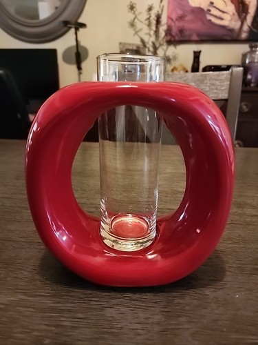 Red oval ceramic - oval, hollow