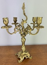 Candelabra Vintage Brass Ornate Five Arm Rococo Style Holder LOT 4027