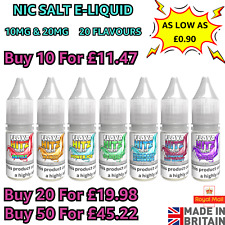 10ml E Liquid Nic Salts  Flava Hitz 50/50 Vape Juice Bar Salts 10mg, 20mg