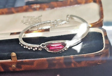 ❤️ 9ct White Gold Garnet Ruby Diamond Bracelet Sim Gems Gold Filled ❤️UK