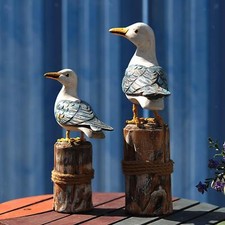 2x Wooden Seagull Figurines