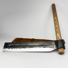 Log Splitting Froe – Hand-Forged Steel, Ash Wood Handle, With Leather Sheath