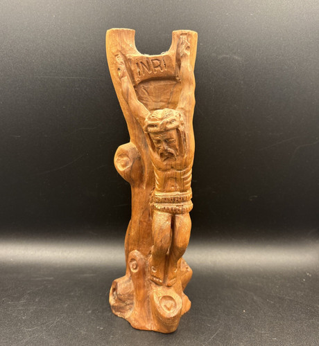 Crucifix carved olive wood - carved, 9"