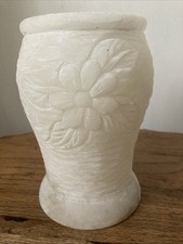 Vintage Alabaster Marble Stone Carved Flower Vase- Rough Feel- 6.75” Approx