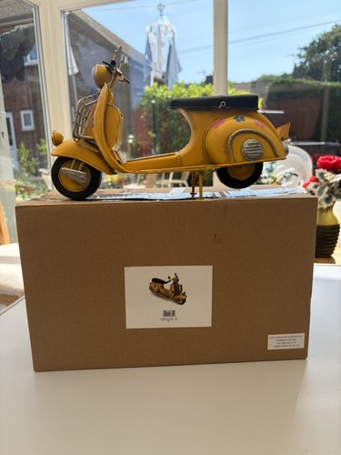 Vintage yellow scooter tin - vintage,
