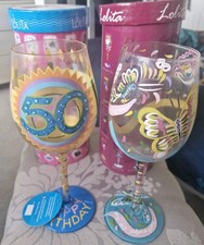 Lolita - Handpainted Wine Glasses - Social Butterfly and 50th Birthday