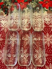 Set Corn on cob dishes vintage set of 6 Glass  8.5" footed                b6