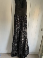 TONY BOWLS Stunning  Sz 6 Uk 10 Black Taffeta Pleat & Sequin Fishtail Dress $600