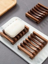 Bamboo Wooden Soap Dish Soap Tray Holder Storage Rack Plate Container Bathroom
