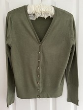 Olive Green V Neck Cardigan By Primark Size L 14/16 By Primark