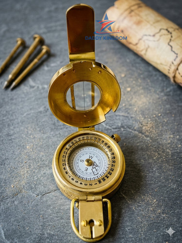 Solid brass antique compass - brass,