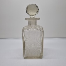 Vintage Heavy Glass Whisky Decanter Swirl Pattern Crystal Cut Top Square