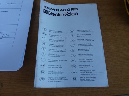 Dynacord electro voice safety - dynacord,
